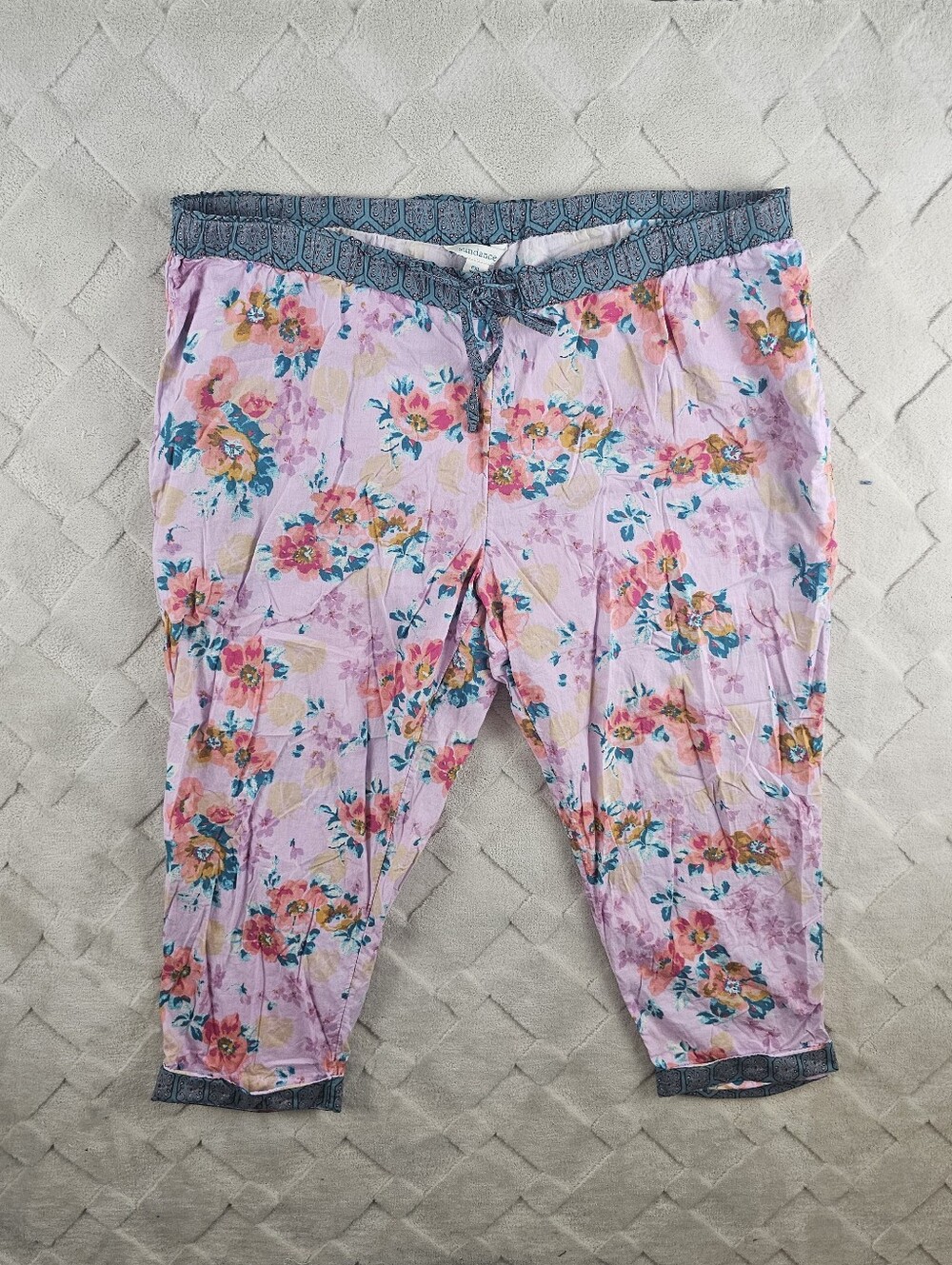 Sundance Floral Print Cropped Pants Womens Petite Extra Large Boho Cottagecore